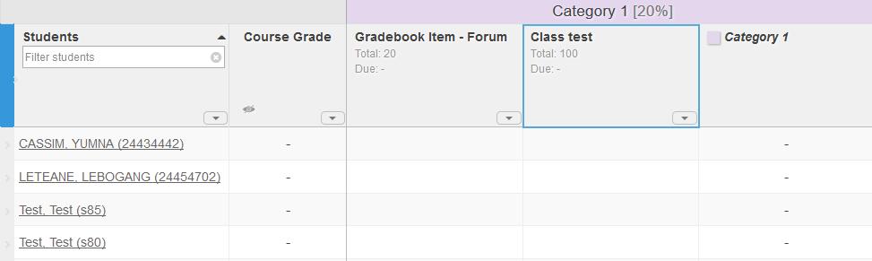 How to add a Gradebook item Lecturers typically add items to the gradebook manually for things such as: Posting grades for work completed offline (e.g. class work, presentations, class tests, etc.