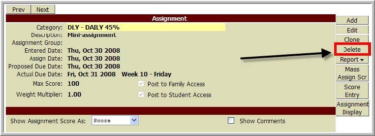 2. The assignment information will appear;