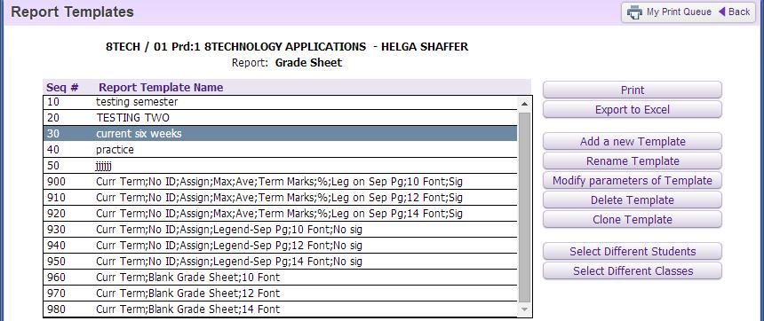 Grade Sheet Reports for Previous Grading Periods 1. In Skyward Gradebook, click on Reports and choose Grade Sheet Report.