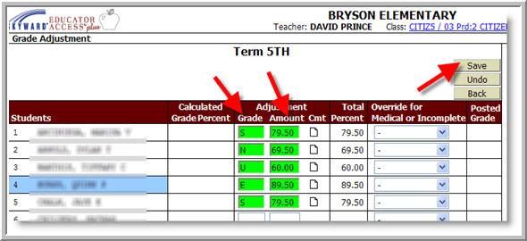Citizenship Entering Citizenship Grades (Elementary) 1. From the My Gradebook page, click the blue Gradebook link for the Citizenship class. 2.