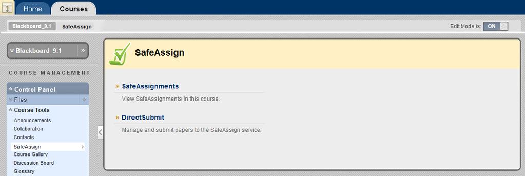 . How do I use the SafeAssign Direct Submit function in my course site? - Logon to Blackboard. - Go to the course site to which you will submit a paper for plagiarism detection.