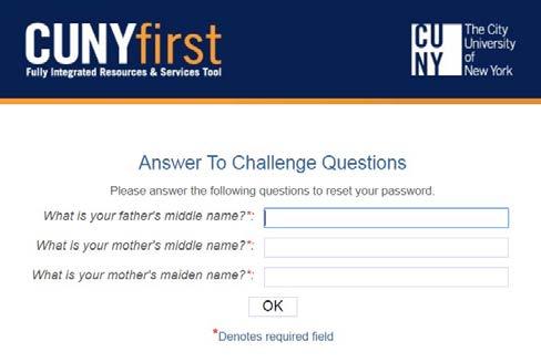 5- Choose a new password and enter it twice. A confirmation message will appear with your CUNYFirst User ID and Employee ID.
