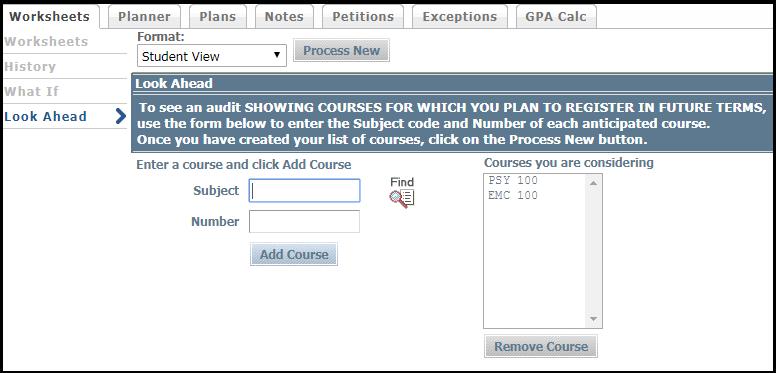 You can select several courses to process in this audit.