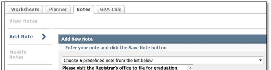 Notes Using Notes The Notes function allows users to document academic advising and related notes on student records.