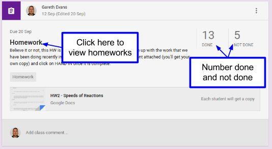 Marking assignments Teachers will see a summary of the assignment and the number of pupils who have submitted their work on the stream page. These are shown as DONE and NOT DONE.