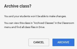 Archiving and deleting classes At the end of a year, you can archive a class.