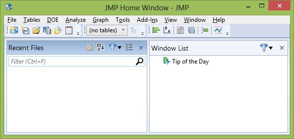 Chapter 1: Introduction 3 Alternatively, if you want to load a built in JMP example data file, you can do so. A variety of files are available. To load example data files: 1. Click Help Sample Data.