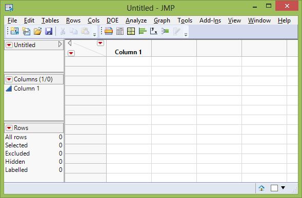4 Biostatistics Using JMP: A Practical Guide Figure 1.3 New Data Table 1.3 General Outline With this basic usability knowledge from Section 1.