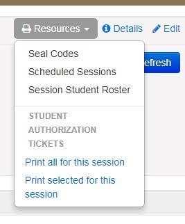Session Management Printing Authorization Tickets Authorization tickets include a Username and Password for each individual sample student.
