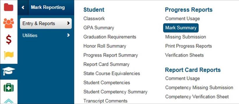 Run the Mark Summary Report The Mark Summary Report is used to determine UIL eligibility, find incompletes, failing, invalid and blank grades.