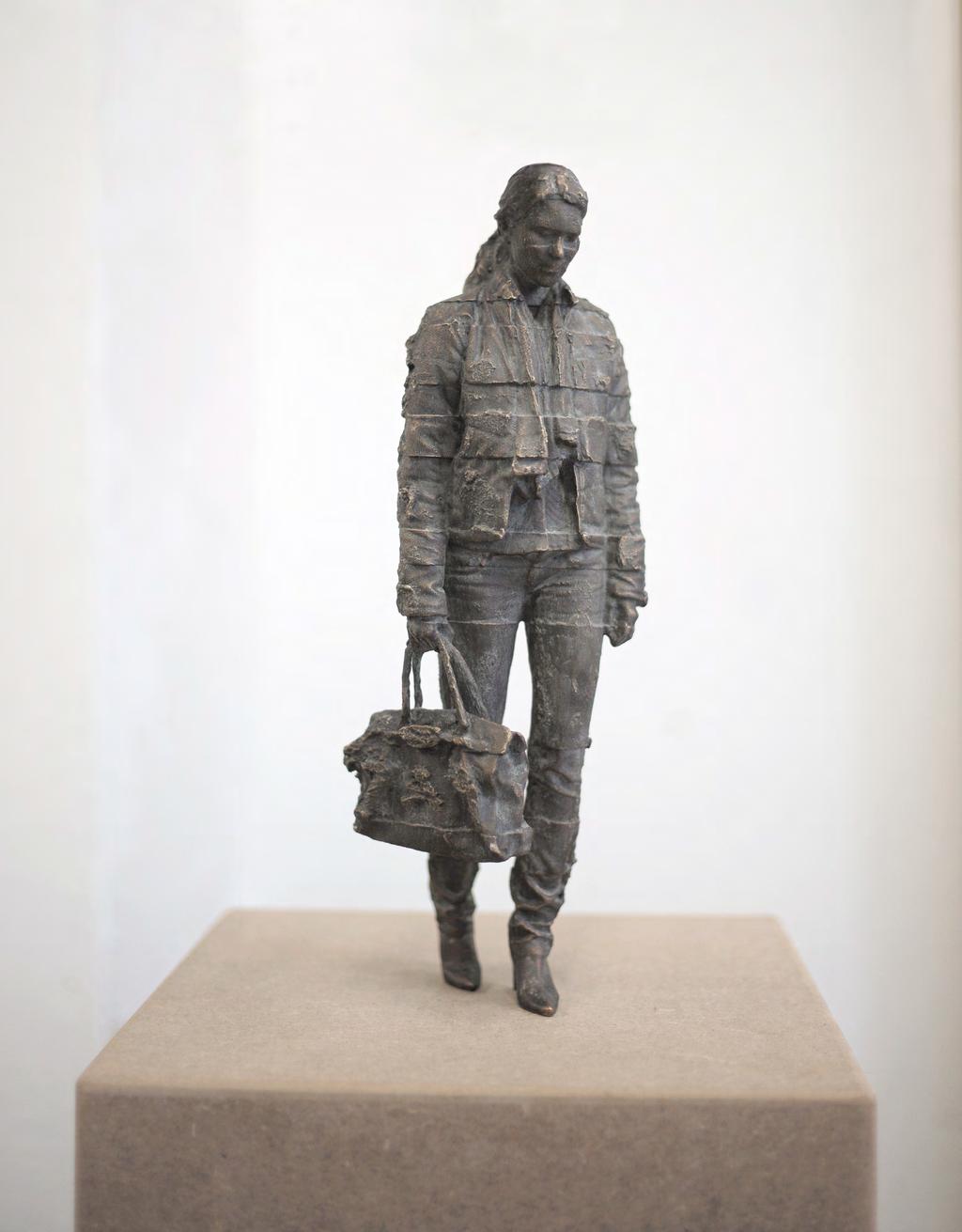 37 Walking Woman with Bag and Scarf, 2014 Bronze, edition of 6 + 2 AP 37 x 10 x 6 cm - 14.6 x 3.