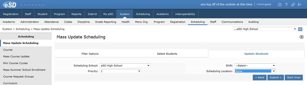 Alternately, click Upload Students to import a list of students to the Selected Students list, using a CSV file where column A contains the selected students ID Numbers.