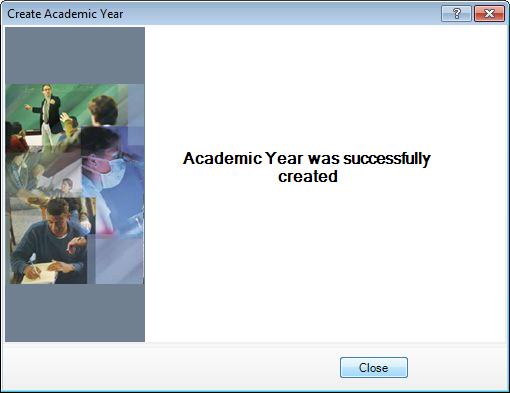 Once you are sure that the information is correct, click the Create button to create the new academic year.