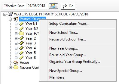 NOTE: If you are adding a year group because you are extending the range of years, you will also need to set up a National Curriculum year.