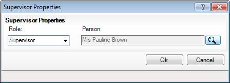 8. Select a Supervisor for the class (if required) by clicking the New button to display the Supervisor Properties dialog. This is optional and can be done at a later date if preferred.