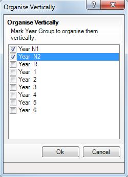 2. Right-click Pastoral Structure and select Organise Year Group Vertically from the pop-up menu to display the Organise Vertically dialog. 3.