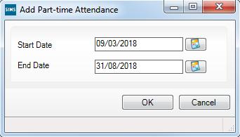 3. Check or amend the End Date in the Part Time Details table for any part-time pupil/students who will no longer be part-time, by clicking the Open button to display the Edit Part-time Attendance