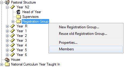2. Expand the Pastoral Structure until the Registration Group folder is visible under the required year. 3.