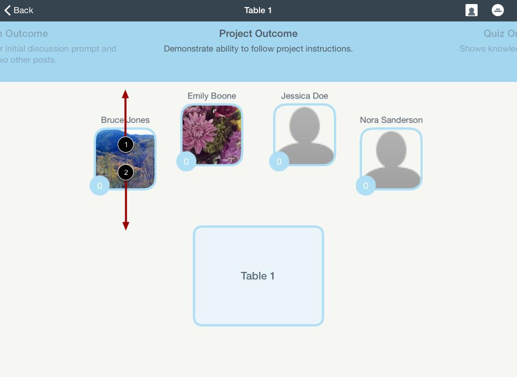 Assess Individual Student To assess an individual student, swipe up or down on the student's profile picture.