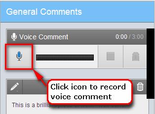 The General Comments area appears, showing Voice Comment and Text Comment options.