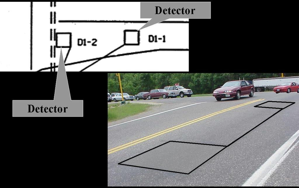 The detectors are normally labeled as the intersection is approached, from