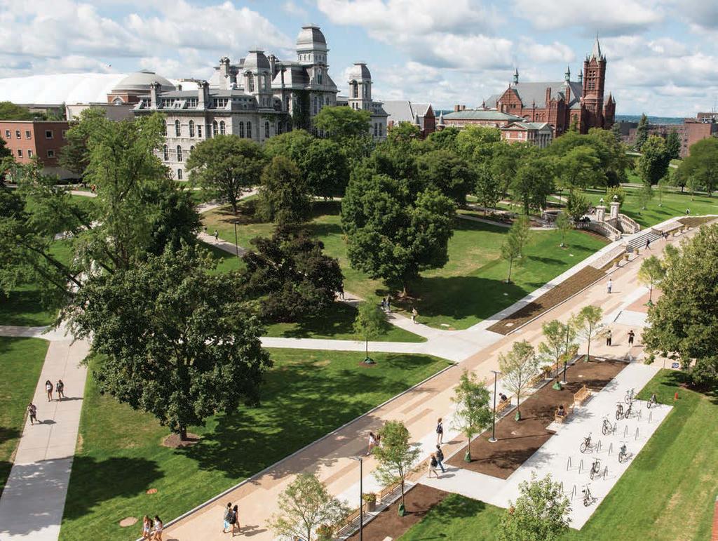 Quick Facts/Syracuse University Founded in 1870 Location: Main campus is in Syracuse, NY, with U.S. centers in New York City, Los Angeles, and Washington, D.C., and seven centers around the world.