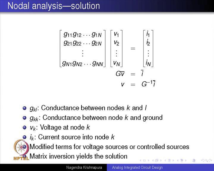 (Refer Slide Time: 25:10) How do you actually solve this system of equations? You have to invert the matrix. This g matrix will be able to get the solution.