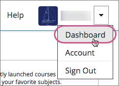 You can find information about your courses and change course-specific email subscription settings on your dashboard. For more information, see Updating Course-Specific Settings.