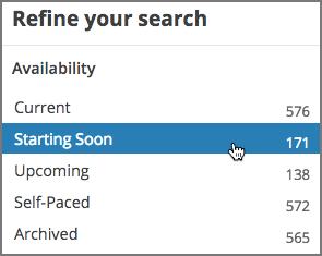 5.1.1 When is a Course Available? Every course on edx.org has a status that tells you when it is available. When you search for courses on edx.org, you can refine your search by availability.