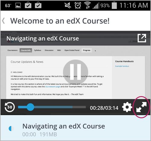 Only the ios version of the edx app supports changing the video playing speed. While a video plays, select Settings (the gear icon) at the lower right of the video player, and then select Video Speed.
