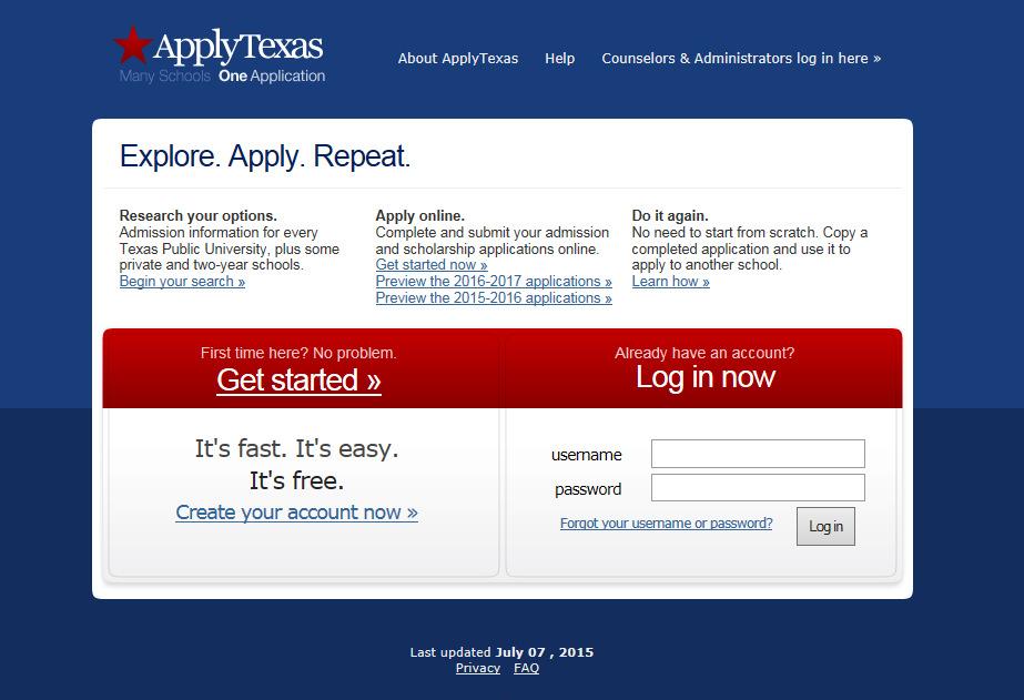 College Admissions Apply Texas www.applytexas.
