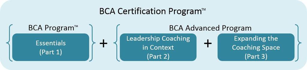BCA Advanced Certification Program Overview Program Overview The advanced BCA program parts follow on from the Business Coaching Advantage Program Part 1: Coaching Essentials, which is the first part