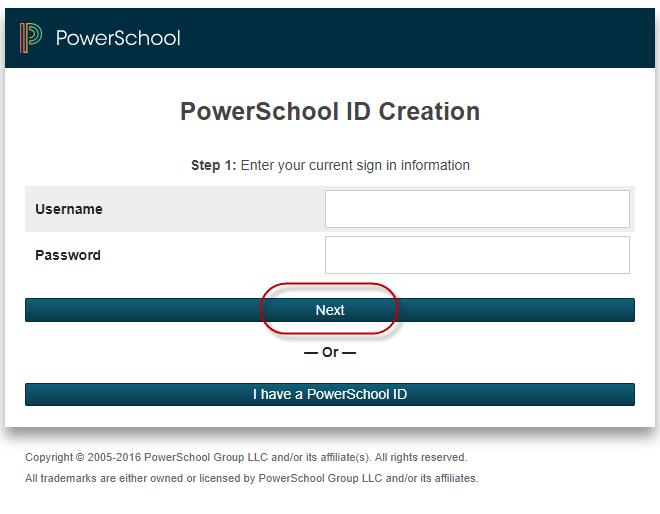 1. Enter your Username and Password (This is your existing Traditional Parent or Student Account information.