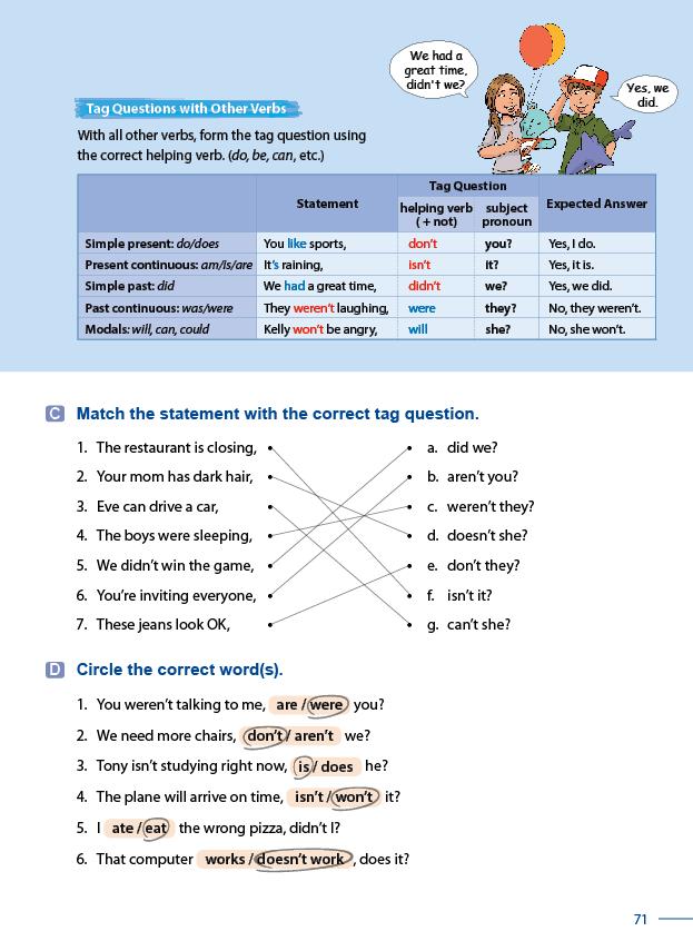 62 Grammar Galaxy Have students read the first sentence. Ask students why the words, it is, are incorrect. Ask students to circle the correct word(s) to complete the sentence.