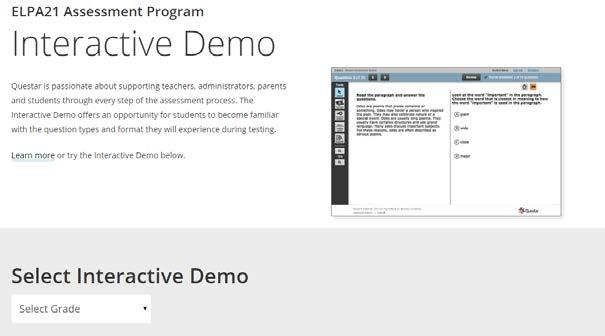 The Demo log-in process mimics the process for the real test, but some differences are noted in the lesson which should be pointed out to students.