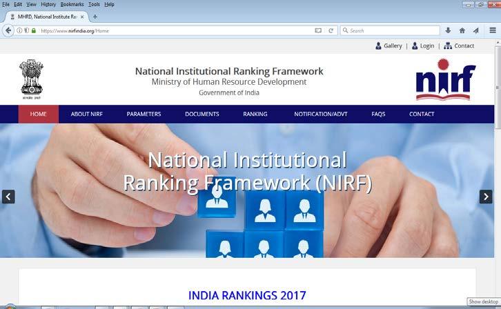 Jamia Hamdard s performance in NIRF National Institutional Ranking Framework (NIRF) NIRF 2016