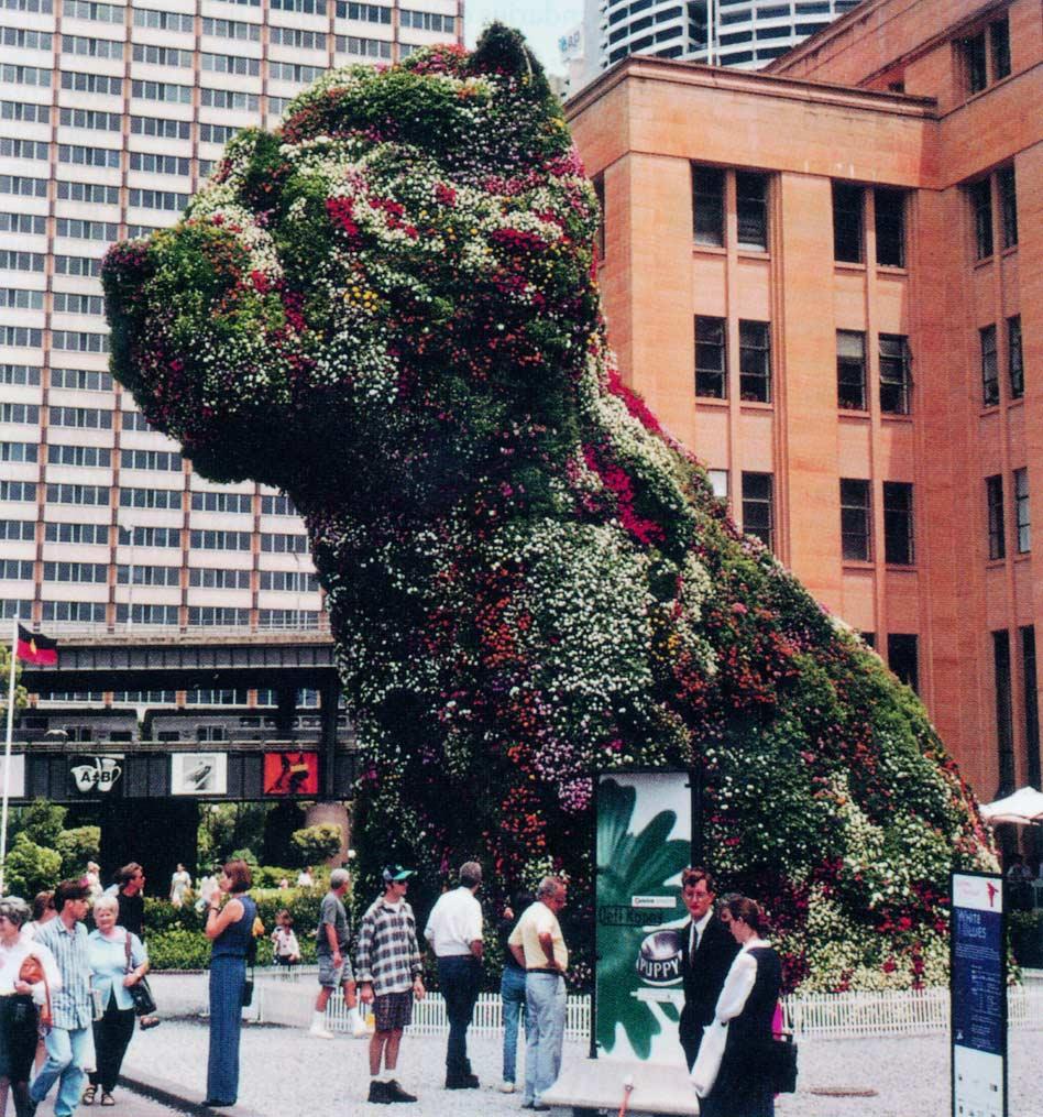 Question 1 (continued) Plate 3: Photograph of audience viewing Jeff Koon s installation, Puppy, 1996, steel, live flowers