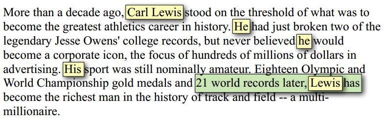 Towards understanding of text Who is Carl Lewis?