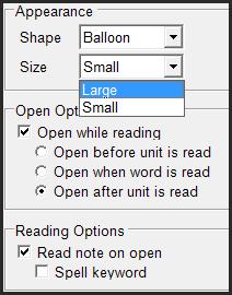7 Once you have typed in the text, you can set the way the Bubble Note will behave by choosing options on the right side of the Bubble Note window.