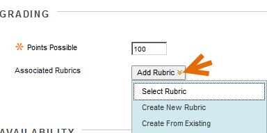 ASSOCIATE A RUBRIC Associated rubrics are visible in the grading and rubrics sections for: Assignments Essay, Short Answer, and File Response test questions Blogs and journals Wikis Discussion board