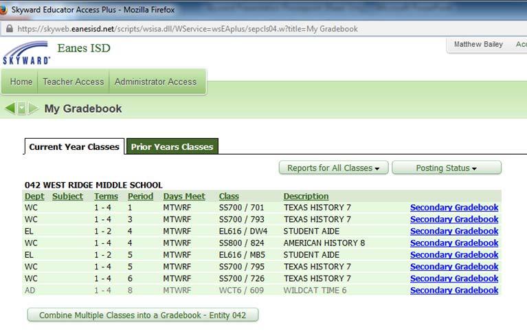 Getting started Once you have logged into your own skyward teacher account, you will open any one of your classes for