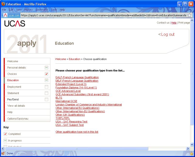 Education continued As you can see from the example below a list of qualifications appears.