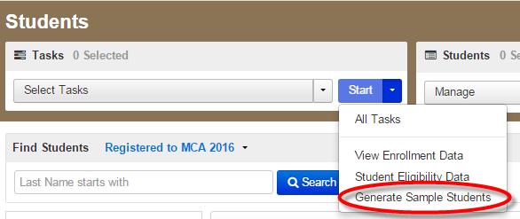 3. From Setup > Students, select the dropdown menu next to the Start