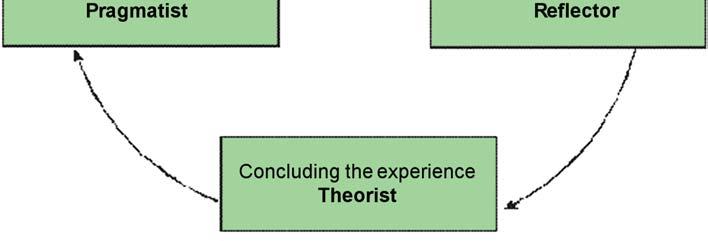Activists most enjoy having the experience Reflectors focus on reviewing experiences Theorists emphasise the conclusion Pragmatists prefer planning what to do next.