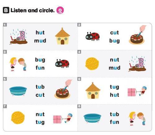 * Hidden audio icons are embedded on the pictures. A. Listen and repeat. 1. Introduce the target letter and sound.