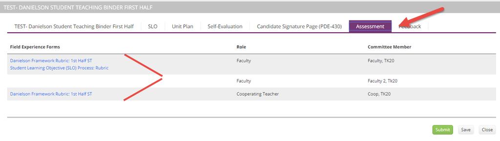 Candidate Signature Page/ University Supervisor and Mentor Teacher Assessment Tabs 1.