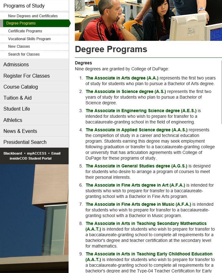 COD offers a variety of different Programs 2 year Associate degree