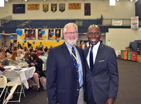 Close the Deal KHEAA Executive Director Dr. Carl Rollins and Keynote Speaker Colmon Elridge at Lincoln County High School.