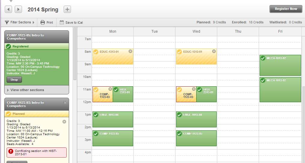Plan and Schedule Tab The Plan and Schedule tab gives a quick overview of the current schedule in a clear format.