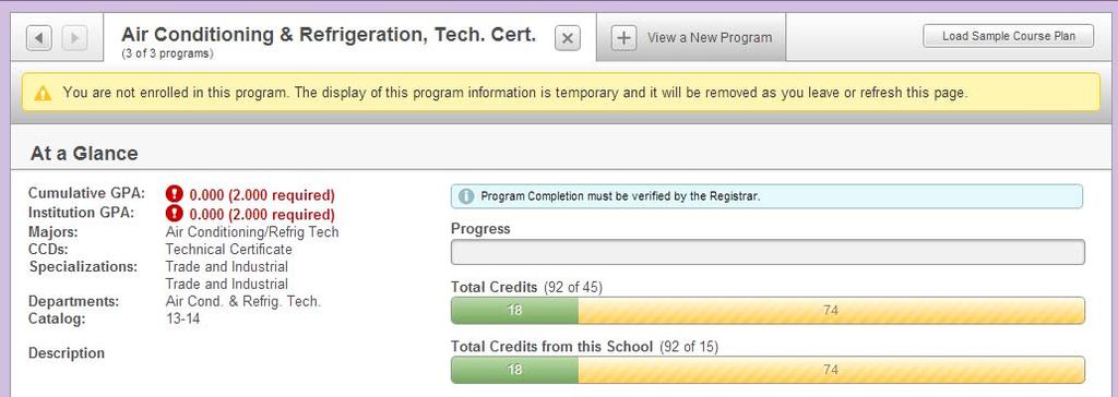 Program Selection Program comparison Change of major form must be completed in the